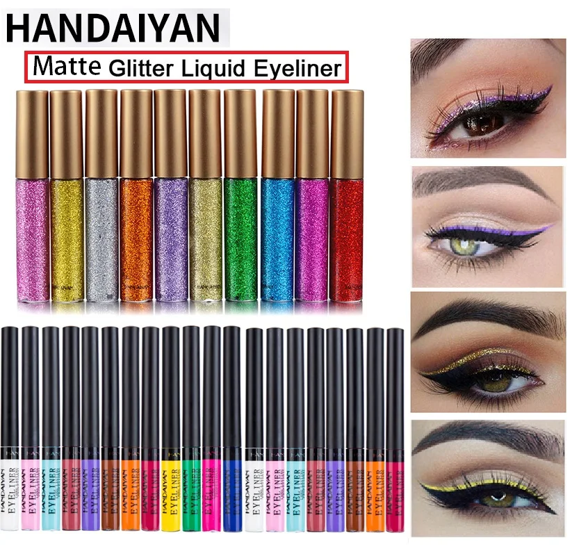 

HAIDANYAN 22 Colors Matte Glitter Liquid Eyeliner Eye Pencil Shimmer Charming Sparkling Waterproof Eyeliner Models Card TSLM2