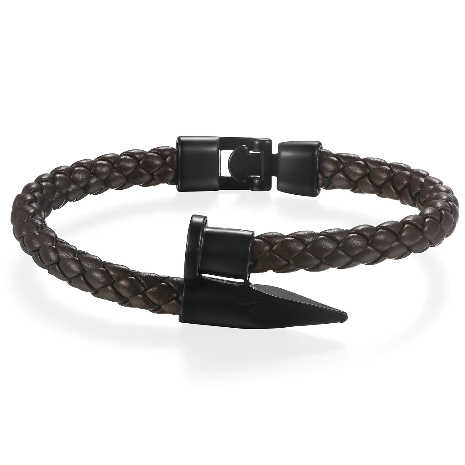 BONISKISS New Trendy Black Bracelets For Men Leather Straps Jewelry Man