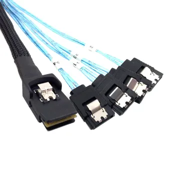 

10pcs/lot CY Mini SAS 36pin SFF 8087 Host to 4 SATA 7 Pin Target Hard Disk Data Cable 100cm