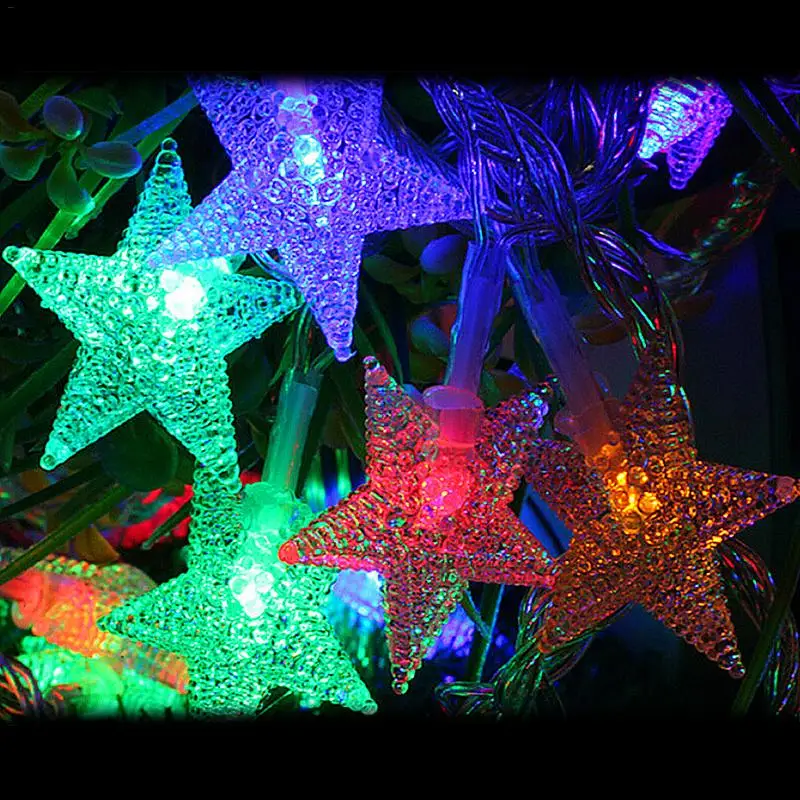 

10/20/40LED Solar Powered LED String Star Lights Garden Xmas ChristmasTree Fence Holiday Decoration Lighting Outdoor Garden Lamp