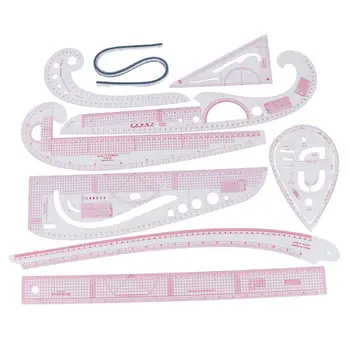 

9PCS Set Multi Styling Design Drawing Comma Line Straight French Curve Ruler