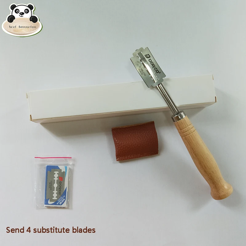 European bread cutter bakery cutter sent 4 pieces to replace the blade high-end wooden handle curved bread cutter
