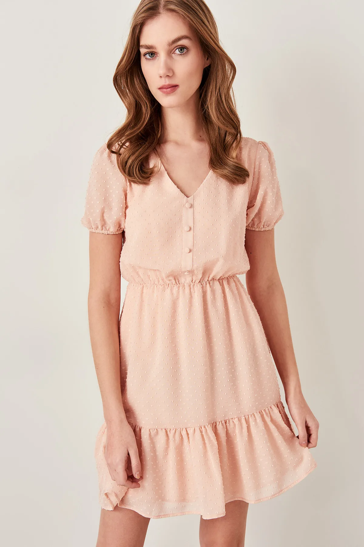 Trendyol Powder Button Detail Dress TWOSS19XN0002