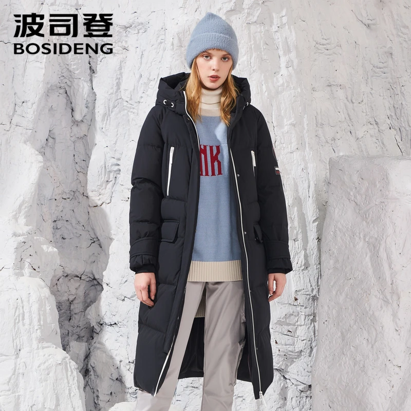 BOSIDENG haute couture глубокий зимний 90% гусиный пуховик выше колена с капюшоном X long парка