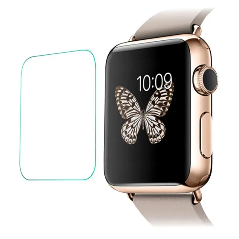 

2pcs Smart Watch Transparent Protector Tempered Glass Screen Protective Front Film 8-9H Hardness for iWatch Apple Watch