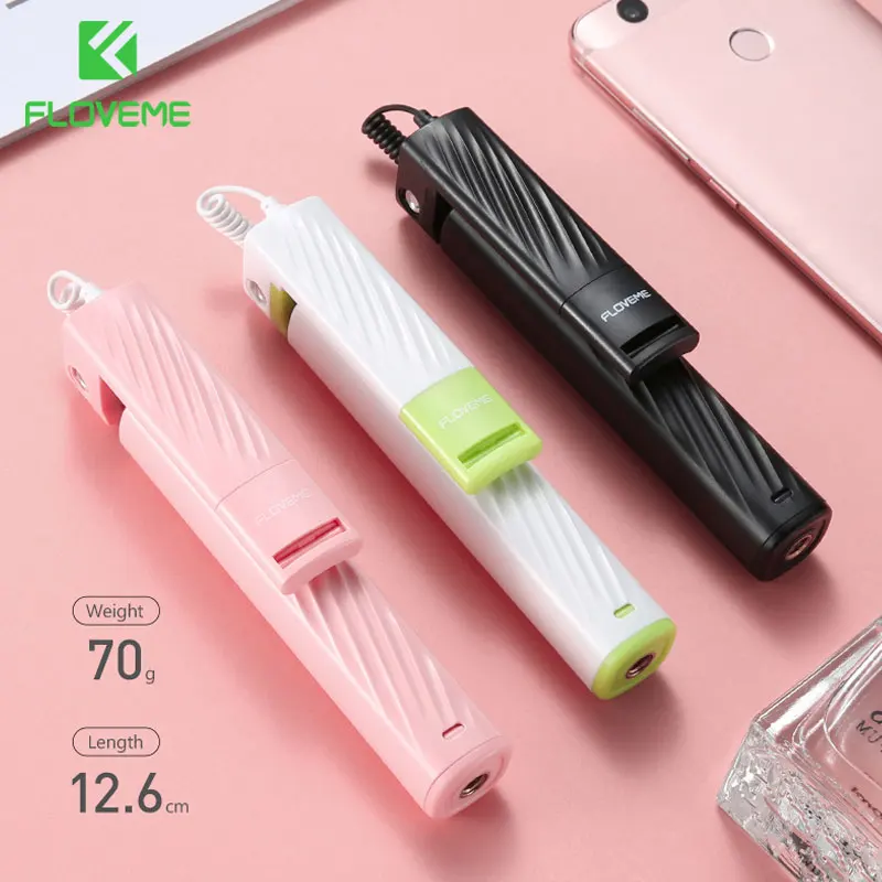 

FLOVEME Mini Selfie Stick For Samsung Xiaomi Monopod Android Portable Selfiestick For iPhone 6 5S 3.5mm Jack Wired Selfie Stick