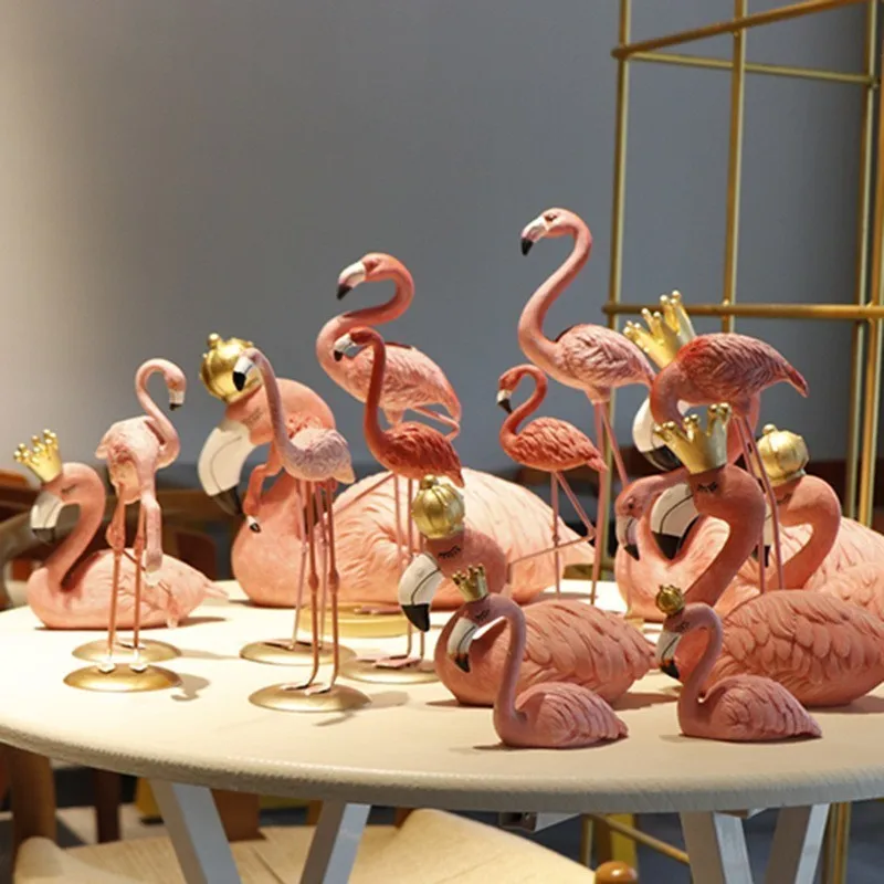 

Pink Flamingo Garden Decoration Living Room Decoration Cute Animal Shape Resin Ornament Home