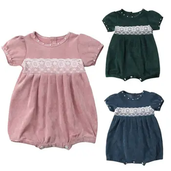 

2019 Summer Newborn Baby Girls Lace Princess Short Sleevels Lace Patchwork Jumpsuit Romper Outfits Cute Clothes