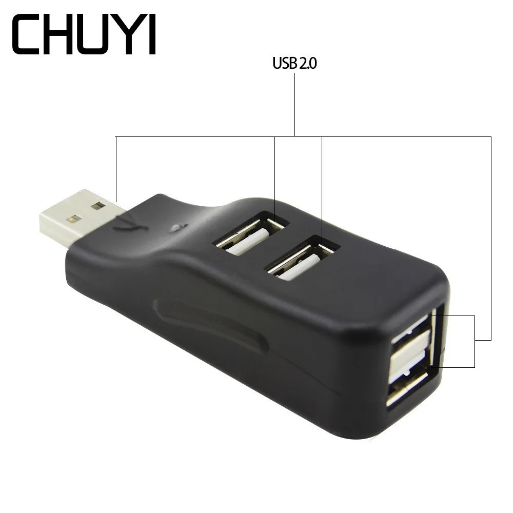 CHUYI Мини Портативный USB 2 0 хаб 3 порта Высокоскоростной 480 Мбит/с сплиттер адаптер