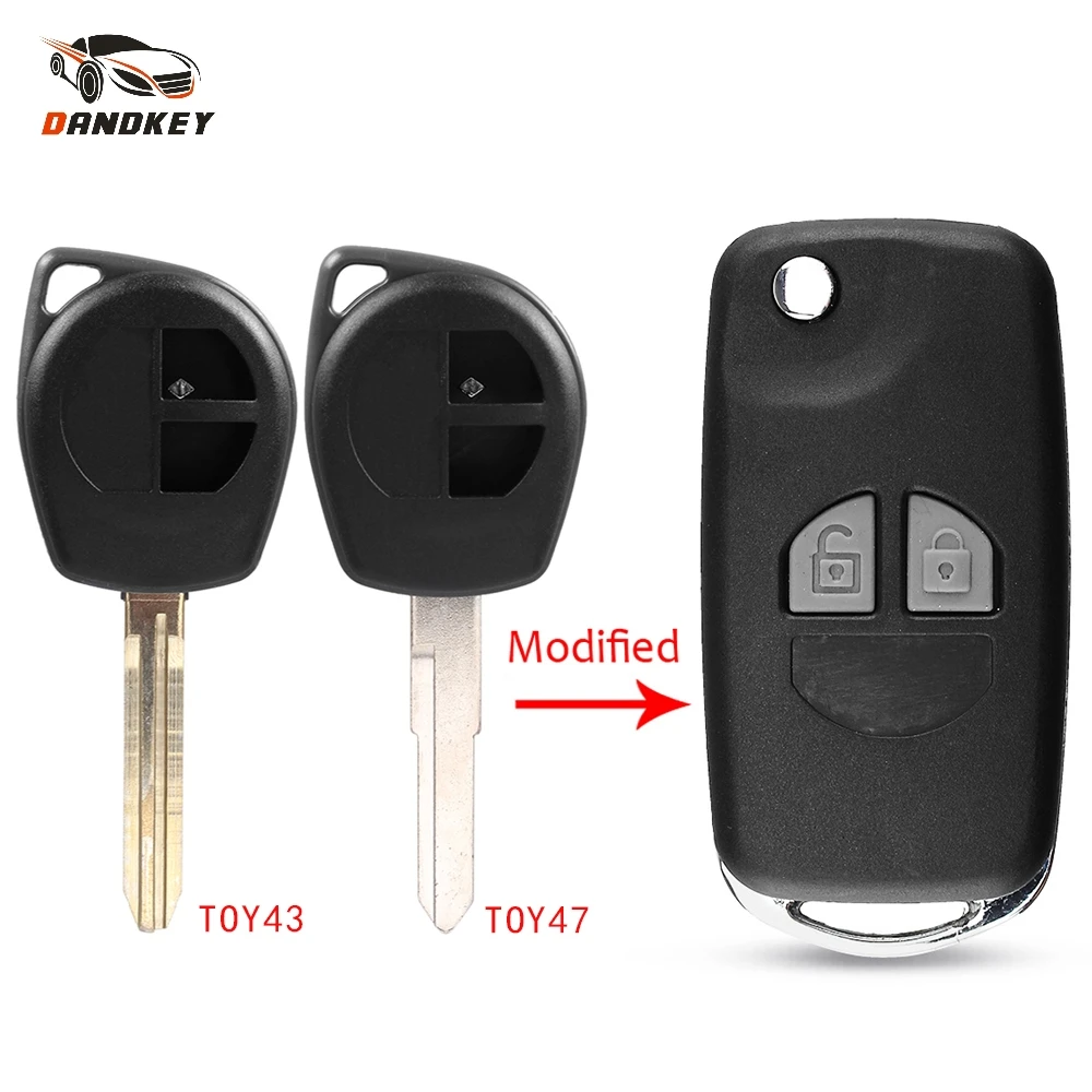 

Dandkey 2 Button With Rubber Pad Modified Flip Folding Remote Car Key Case Shell Fob Cover For Suzuki SX4 Swift Grand Vitara Key
