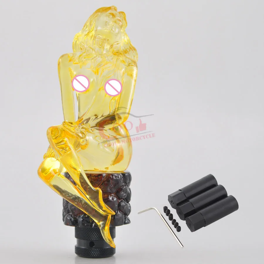 

Yellow Hot Lady Sexy Girl Car Auto Manual Stick Gear Shift Knob Lever Shifter Crystal Transparent