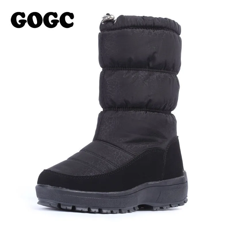 GOGC/теплые женские зимние сапоги высокого качества до середины икры Женская