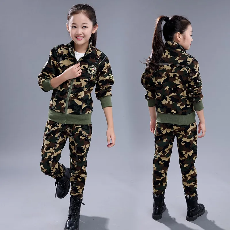 

European Style Children Camouflage Clothing Set 2019 Spring Fall Boys Fashion Cotton Military Uniform Kids Sport Suit 2 Pcs X337