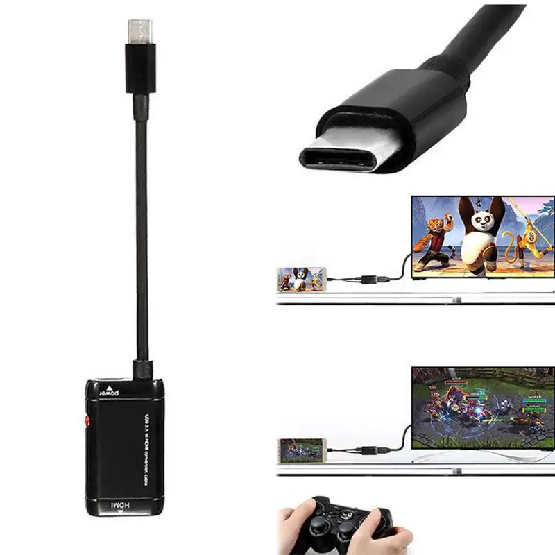 

USB-C Type C To HDMI Adapter USB 3.1 Cable For MHL Android Phone Tablet Black