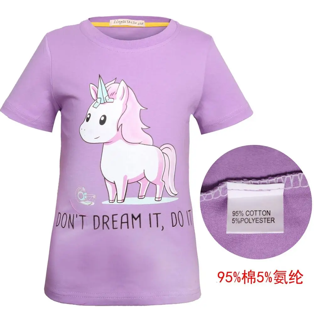 

Summer Baby girl clothes Unicorn tshirt cartoon cotton Short sleeve clothes T-shirt tops for girls 0007