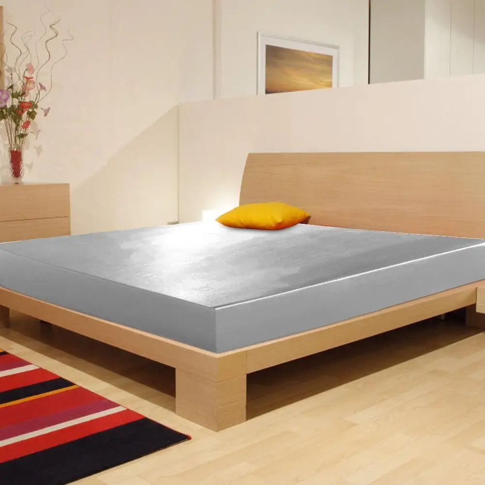 

Grey Mattress Cover Dust-Proof Anti-mite Artificial Silk Satin Bed Fitted Sheet Mattress Protector Cover