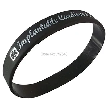 

100pcs Medical Alert Implantable Cardioverter Defibrillator wristband silicone bracelets free shipping by ePacket A