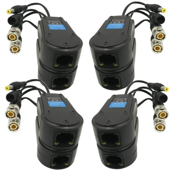 

4 Pair Passive Video/Power Balun Upgraded 1080P-5Mp Bnc To Rj45 Long Distance Network Transceiver Cat5E/Cat6 Cable To Bnc Male