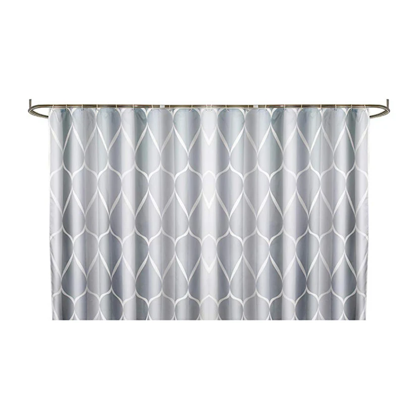 

Hot Sale Gray Smart Printed Pattern,Mildew Proof Waterproof Polyester Fabric Shower Curtain Free Hooks Bathroom