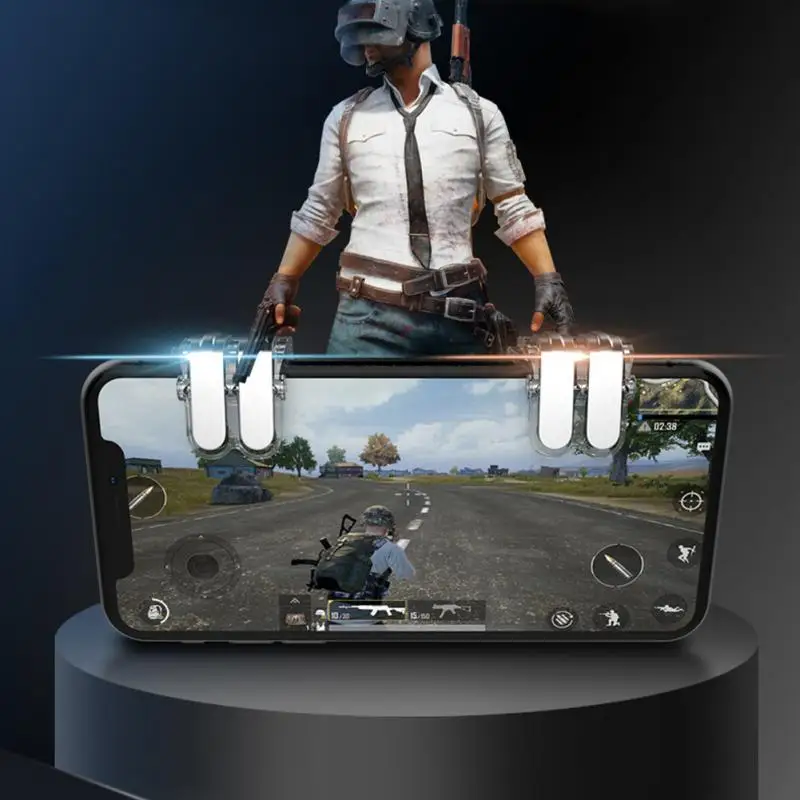 Beste 2 stks W6 1 paar Schieten Handvat Trigger Game Pad Knop Mobiele Telefoon Fire Controller Smart Telefoon Gamepad Joystick Shooter doel