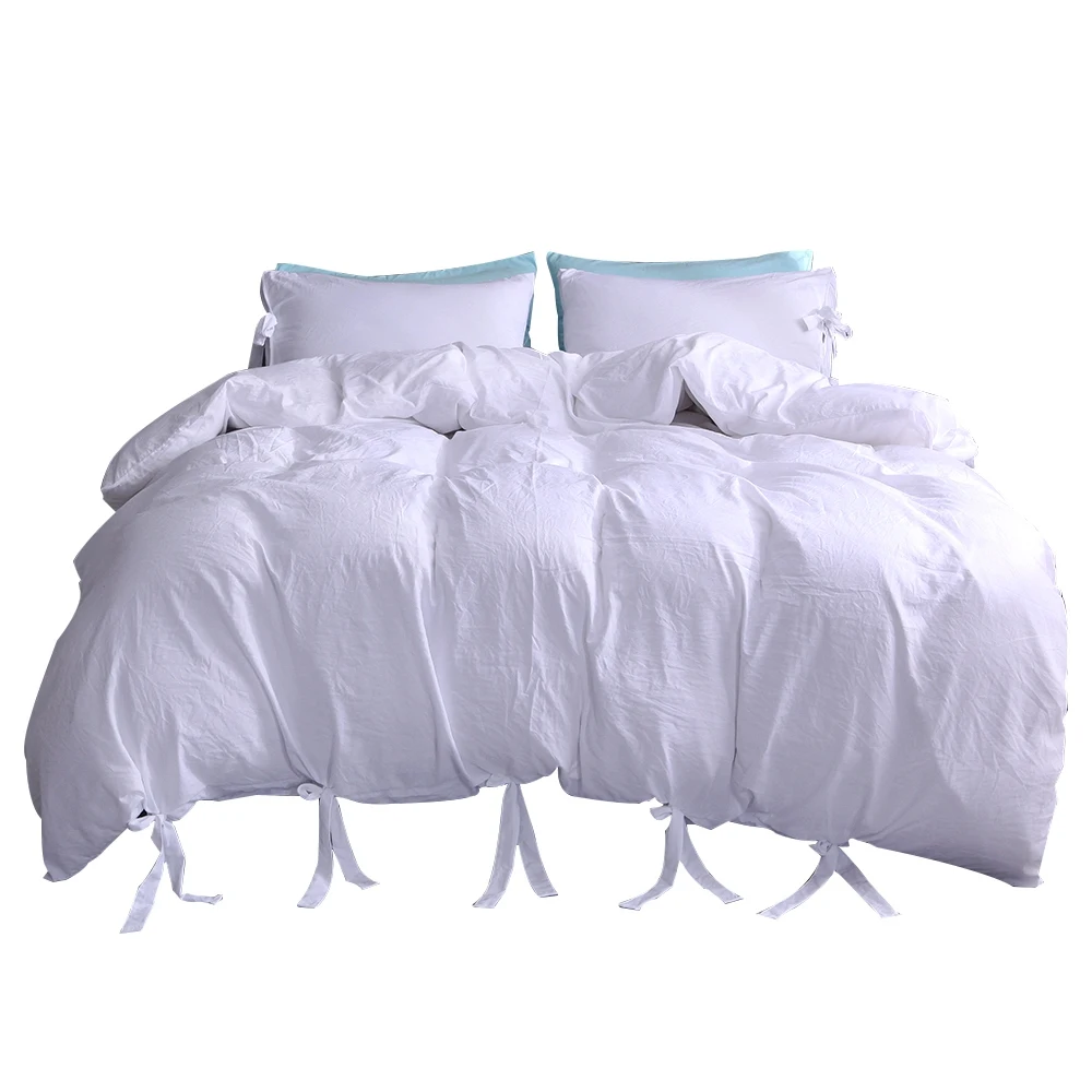 

Solid Color Washed Cotton Soft Quilt Cover Twin Queen King Duvet Cover Pillowcase Three Pieces Home Bedding Set