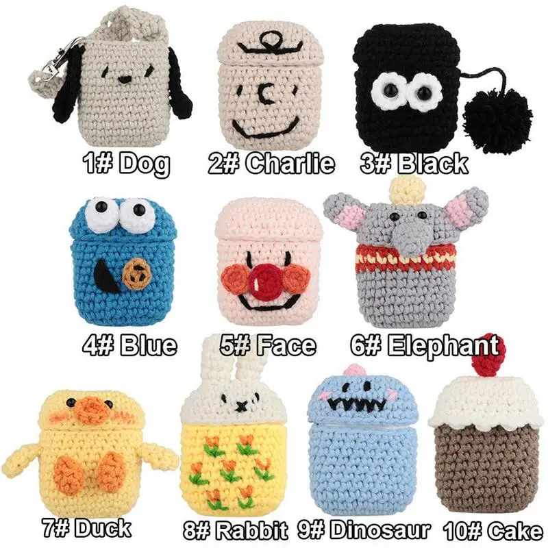 

Cute Cartoon Protective Knitted Case For Airpods Handmade Wireless Bluetooth Headset Box Knitting Wool Cove For Apple Air Pods