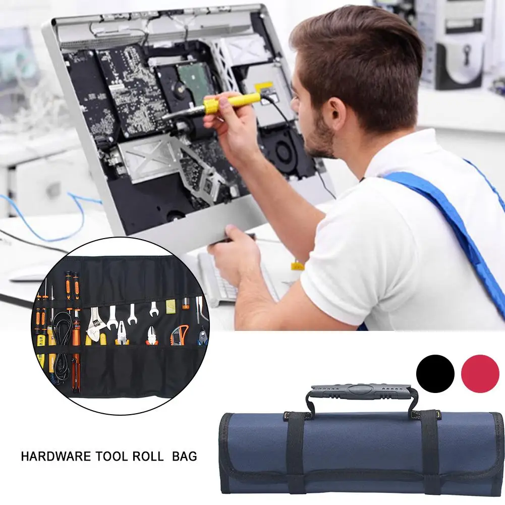 Multifunction Tool Bags Practical Oxford Canvas Roll Bags with Carrying Handles for Power Tools Hardware Metal Parts Organizer
