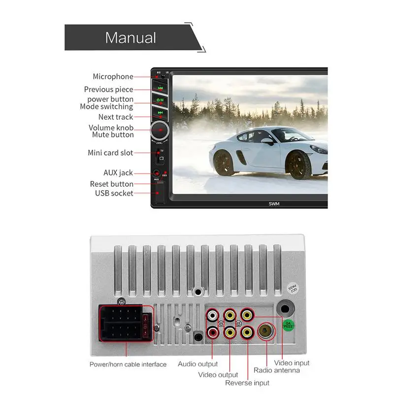 7 дюймов 2 DIN HD MP5 Автомобильный плеер Bluetooth стерео радиокамера WIN-CE Системы MirrorLink USB TF FM заднего вида Камера Вход