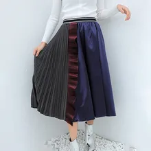 Хит весны, цветные юбки для женщин, эластичные с оборкой, с высокой посадкой, в стиле пэчворк, плиссированные, трапециевидные юбки, женская мода, R176