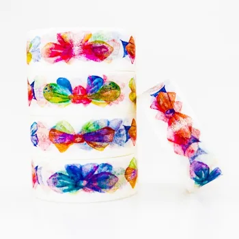 

Colored Bow Washi masking tape sticky color decorative tape set DIY decoration office stationery scrapbook 1PCS