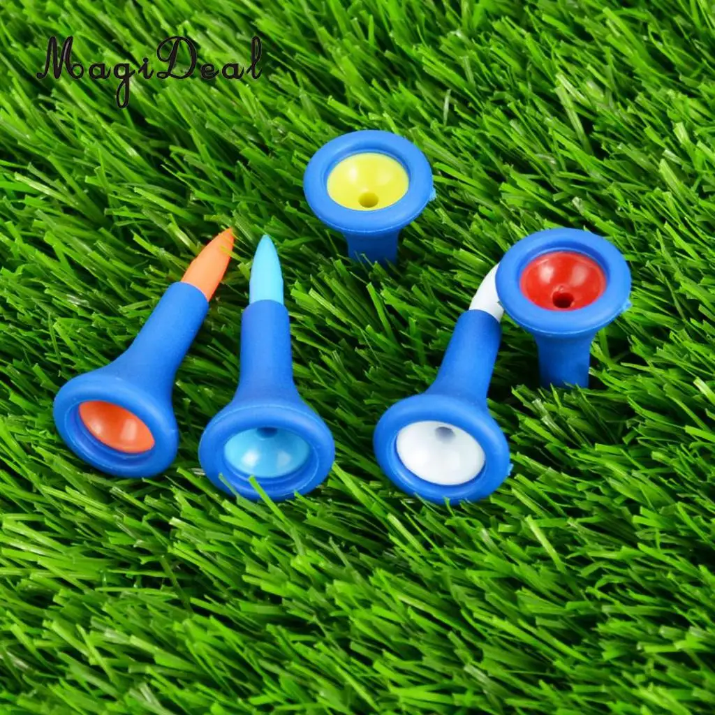 

MagiDeal Professional 5 Pieces/Set Durable Soft Rubber Cushion Top Golf Tees Random Color Short Golf Tees Replacement Access