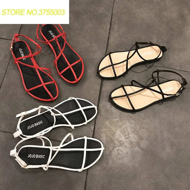 

Summer Flat Heels Sandals Women Cross Strappy Sandals Women Summer Shoes Woman Instagram Sandals Season 3 colors