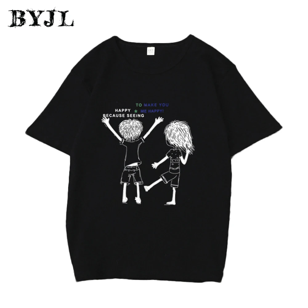BJYL китайский принт с коротким рукавом Футболка Повседневная Базовая хип-хоп Винтаж корейский стиль футболка футболки топы Женская одежда