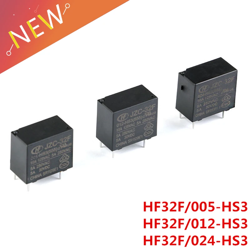 1 шт. реле питания HF32F JZC 32F 005 HS3 012 5A 250VAC 4PIN 5В 12В 24В|Реле| |