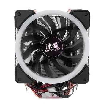 

SNOWMAN 4PIN CPU cooler 6 heatpipe RGB LED Double fans cooling 12cm fan LGA775 1151 115x 1366 support Intel AMD