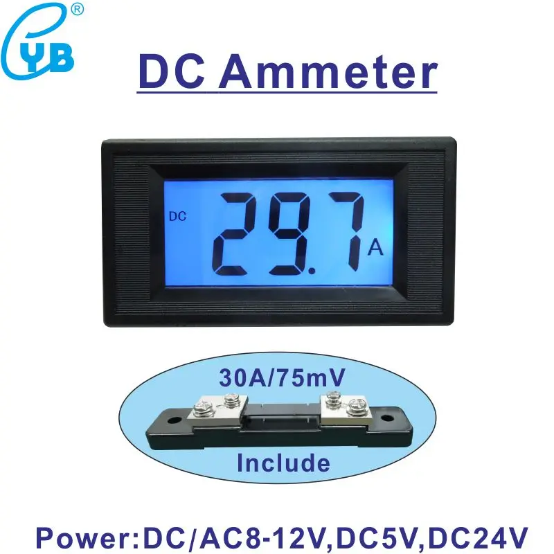 DC 30A Ammeter Include 30A/75mV Digital DC Current Meter Amp Panel
