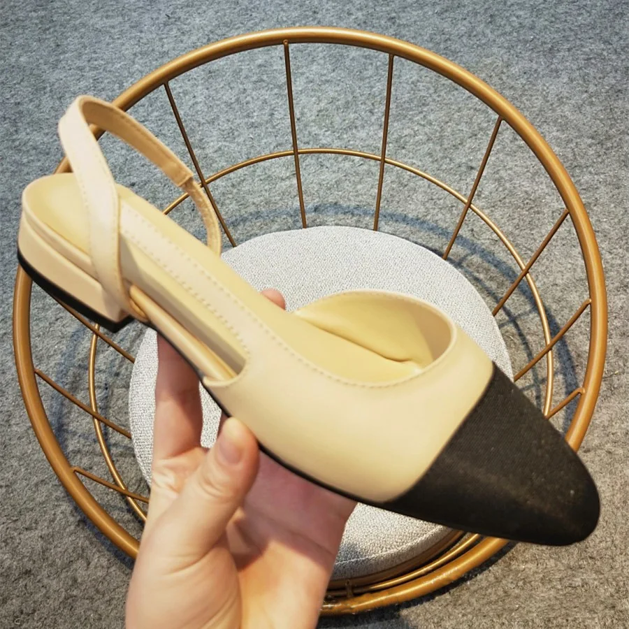 

Summer Sandals Genuine Leather Circle Head Coarse With Color Low With Shoe Single Shoe Woman