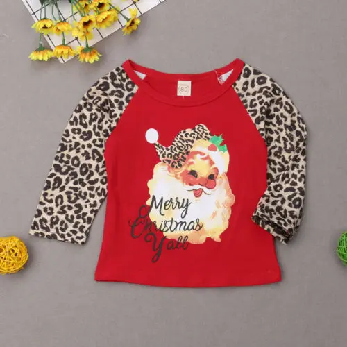 Christmas Family Matching Clothes Merry Christmas T-Shirt Santa Claus Leopard Clothes Costumes