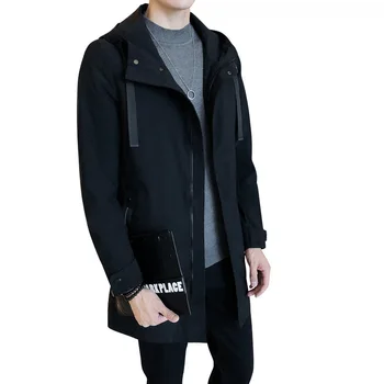 

Spring Autumn Outdoors Trekking Students Camping Walking Leisure Time Men's Long Fund Windbreaker Loose Coat Male Hat Jacket