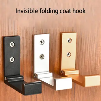 

Aluminum Alloy Gold Silver Black Collapsible Clothes Hanger & Towel & Coat & Robe Hook Decorative Bathroom Hooks Wall Mounted