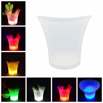 

5L 7 Colors LED RGB Light Changeable Ice Bucket Champagne Wine Drinks Ice Cooler Beverage Beer Ice Buckets Bar Party Tools