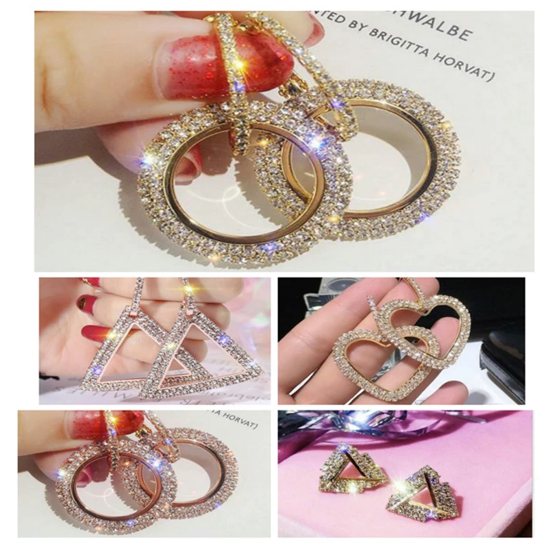 

Silver needle circle Stud Earrings personality women earrings exaggerated long tide ear nail female jewelry accessories TJ001