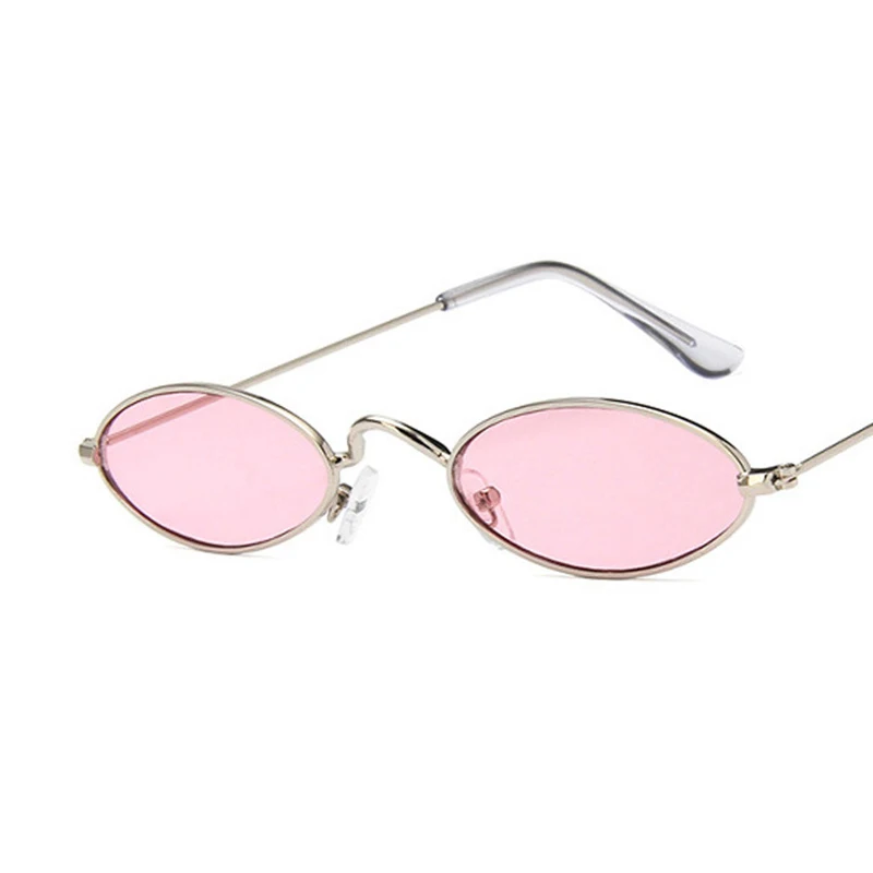 Red Retro Oval Vintage Sunglasses with Metal Frame and UV400 Protection