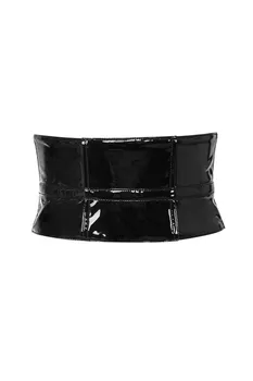 

High Quality Black White Bandage Leather Stretch Belt Nightclub Bodyocn Belt