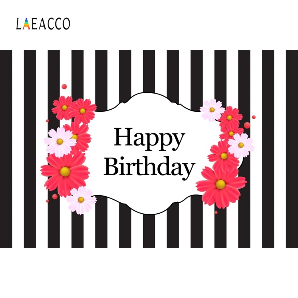 

Laeacco Childen Birthday Party Stripe White Black Photography Backgrounds Photocall Photographic Backdrops For Photo Studio