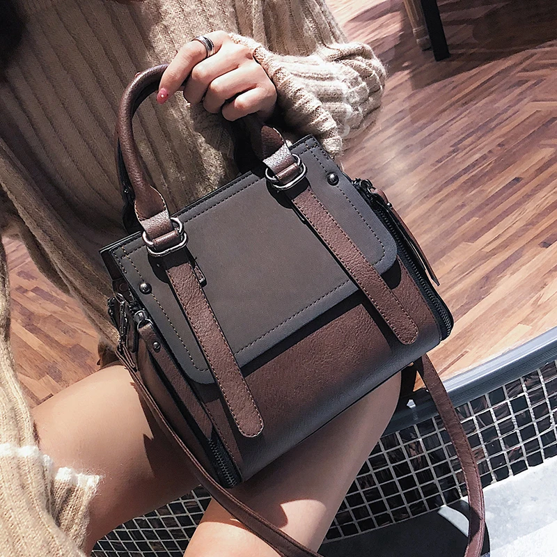 

2019 European Style Fashion New Women Handbags High Quality Matte PU Leather Portable Shoulder Bag Ladies Hit Color Big Tote Bag