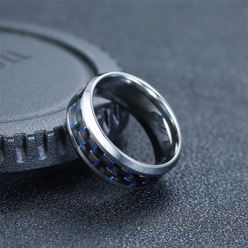 Vnox Aries Ring for Men 12 Horoscope Stainless Steel with Carbon Fiber Wedding Band Casual Male Alliance 5