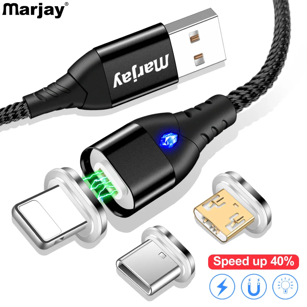 Магнитный кабель Marjay 3A Micro USB для iPhone X Type-C магнитное зарядное устройство быстрой