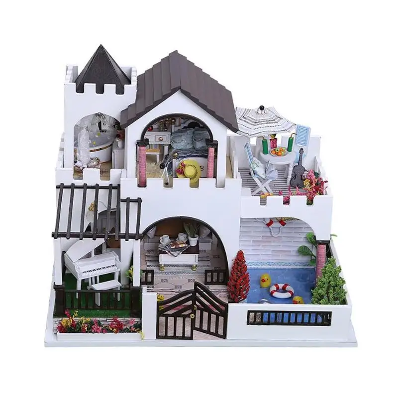 

Castle Assembly Toy Doll House Wooden Miniature DIY Dollhouse Furniture Kit for Children Christmas and Birthday Gift For Girls