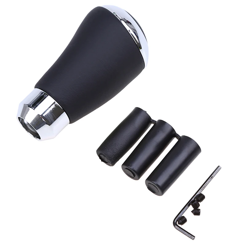 POSSBAY 15mm Hole 5 Speed Aluminum+Leather Manual MT Car Gear Shift